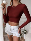 Long Sleeve Knits Backless T Shirt GYSQ-CTCD2830