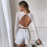 Long Sleeve Knits Backless T Shirt GYSQ-CTCD2830