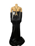 Sexy Sequin Patchwork Sling Maxi Dress GADE-8415