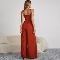 Solid Color Sing Loose Wide Leg Jumpsuit GYSQ-CJBL2310