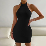 Sleeveless Backless Solid Mini Dress GYSQ-WDCF0910