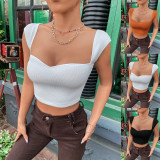 Square Neck Ultra Short Sleeveless Tank Top GYSQ-CVCD0810