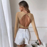 Long Sleeve Knits Backless T Shirt GYSQ-CTCD2830