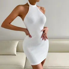 Sleeveless Backless Solid Mini Dress GYSQ-WDCF0910