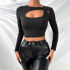 Sexy Solid Color Long Sleeve Crop Tops GYSQ-WCCI0130