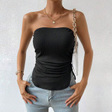 Solid Color Drawstring Wrap Chest Vest GYSQ-CVEA2480