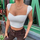 Square Neck Ultra Short Sleeveless Tank Top GYSQ-CVCD0810