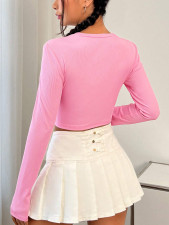 Long Sleeve Solid Color Love T Shirt GYSQ-ZTDH0940