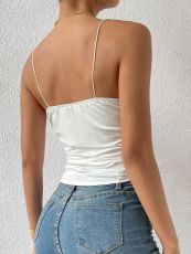 Solid Color Sling Knits Pleated Tops GYSQ-CVDF0650