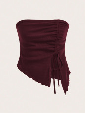 Drawstring Irregular Wrap Chest Vest GYSQ-CVDF2330