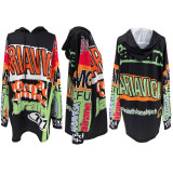 Loose Letter Print Contrast Color Casual Dress SFY-2792