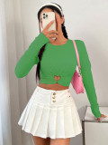 Long Sleeve Solid Color Love T Shirt GYSQ-ZTDH0940