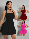 Solid Color Halter Backless Mini Dress GYSQ-CDEA0530