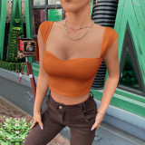 Square Neck Ultra Short Sleeveless Tank Top GYSQ-CVCD0810