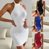 Sleeveless Backless Solid Mini Dress GYSQ-WDCF0910