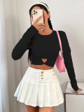 Long Sleeve Solid Color Love T Shirt GYSQ-ZTDH0940