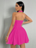 Solid Color Halter Backless Mini Dress GYSQ-CDEA0530