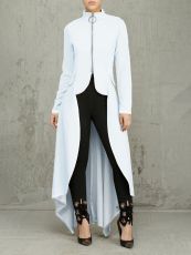 Long Sleeve High Neck Zipper Irregular Dress SFY-321