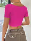 Twisted Pleated Deep V Crop Top GYSQ-CCEA2910
