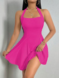 Solid Color Halter Backless Mini Dress GYSQ-CDEA0530