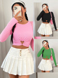 Long Sleeve Solid Color Love T Shirt GYSQ-ZTDH0940