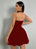 Solid Color Halter Backless Mini Dress GYSQ-CDEA0530
