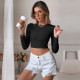 Long Sleeve Knits Backless T Shirt GYSQ-CTCD2830