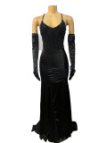 Sexy Sequin Patchwork Sling Maxi Dress GADE-8415