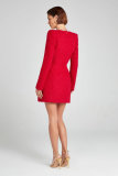 U-neck Long Sleeve Diamond-studded Mini Dress OD-8722