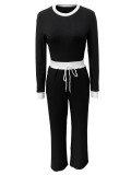 Ribbed Patchwork Long Sleeve Pants 2 Piece Set LSD-2280