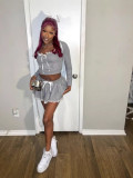 Pre Order: About 7 work days shipping Lace Patchwork Hooded Tops And Skirt Suit YUEM-500508