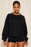 Long Sleeve Drawstring Backless Loose Top GWDS-240788