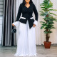 Plus Size Flare Sleeve Press Pleated Wide Leg Pants Suit GATE-553