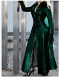 Plus Size Zipper Stand Neck Leather Long Coat GHKC-Q012