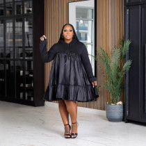 Plus Size Patchwork Hooded Midi Dress BMF-PW915