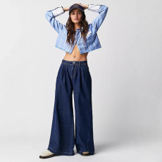 Fashion Washed Loose Wide Leg Jeans XCFF-6816