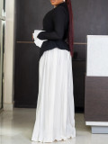 Plus Size Flare Sleeve Tops And Pleated Wide Leg Pants Suit GCZF-8609