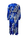 Plus Size Print V Neck Maxi Dress GAWE-6406