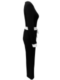 Ribbed Patchwork Long Sleeve Pants 2 Piece Set LSD-2280