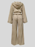 Long Sleeve Zipper Hooded Drawstring Pants Two Piece Set MIL-T072