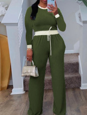 Ribbed Patchwork Long Sleeve Pants 2 Piece Set LSD-2280