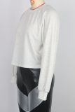 Long Sleeve Drawstring Backless Loose Top GWDS-240788