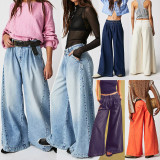 Fashion Washed Loose Wide Leg Jeans XCFF-6816