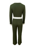 Ribbed Patchwork Long Sleeve Pants 2 Piece Set LSD-2280