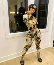 Tie UP Print Casual Two Piece Pants Set QZX-6300