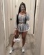 Pre Order: About 7 work days shipping Lace Patchwork Hooded Tops And Skirt Suit YUEM-500508