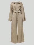 Long Sleeve Zipper Hooded Drawstring Pants Two Piece Set MIL-T072