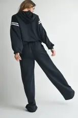 Plus Size Patchwork Hooded Sweatshirt Two-Piece Set NY-10932