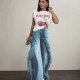 Patchwork Raw Edge Straight Leg Jean LSD-2324