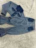Casual Color Block Denim 2 Piece Pants Set TR-1319